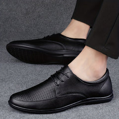 Men's Breathable Lace Up Leather Shoes Smart Casual Walking Shoes