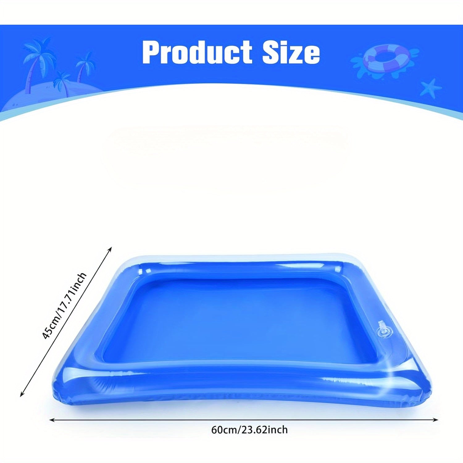 2pcs Durable PVC Inflatable Pool 58 Portable Square Sand Tray