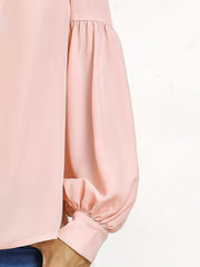Casual Blouse Women's Plus Solid Stitching Lantern Sleeve