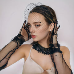 Vintage Bridal Veil Headband Beaded Royal Court Style for Weddings & Parties
