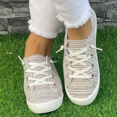 Casual Striped Flat Shoes Women's Lightweight Sport Shoes
