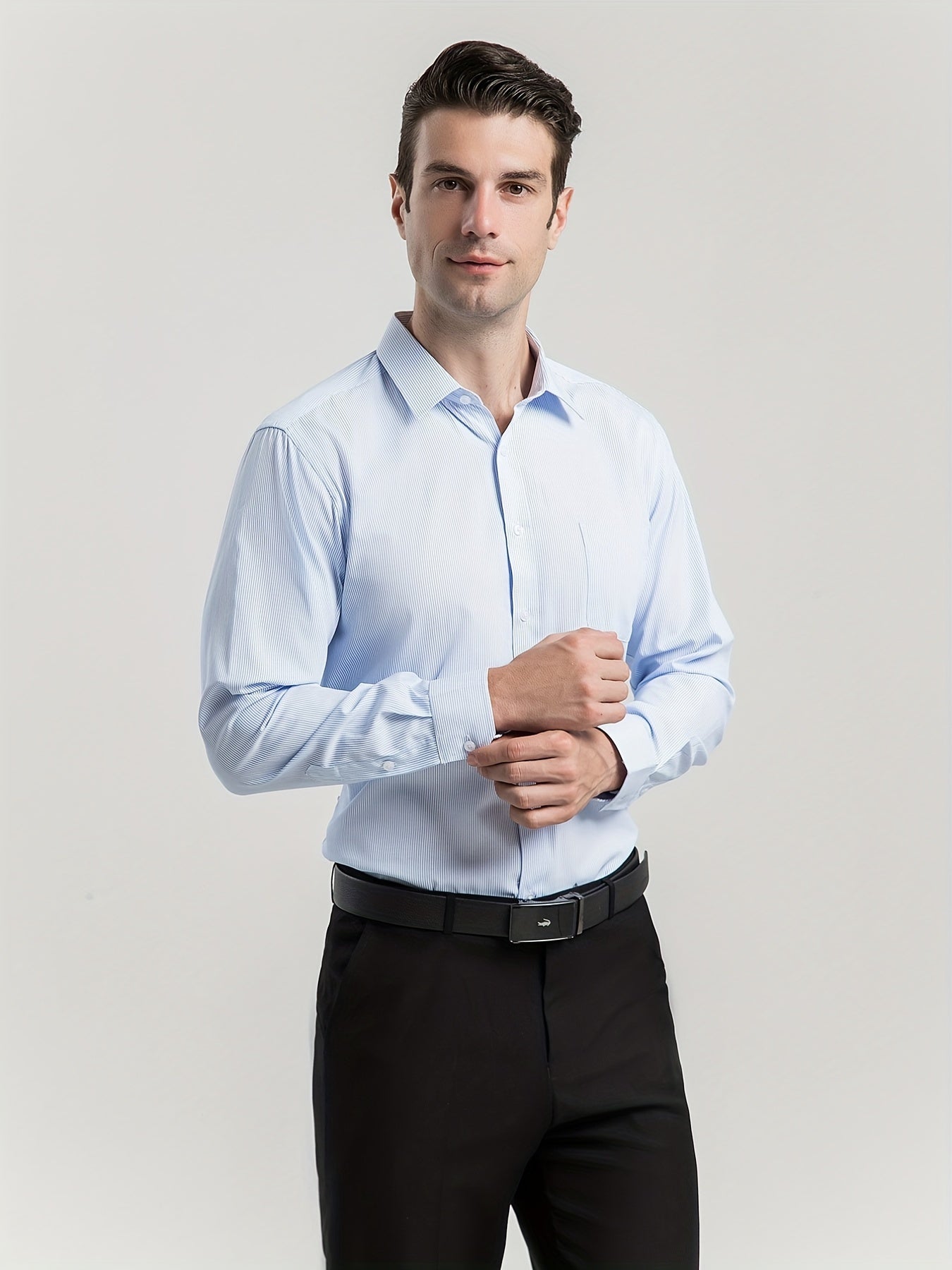 ESEA Men's Regular Long Sleeve Shirt Formal Dress With Pocket