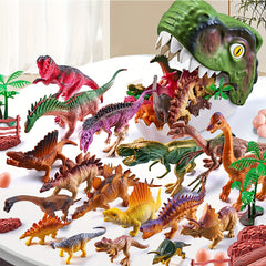 48pcs Dinosaur Playset Realistic Figures Eggs Trees Fence Educational Toy Green