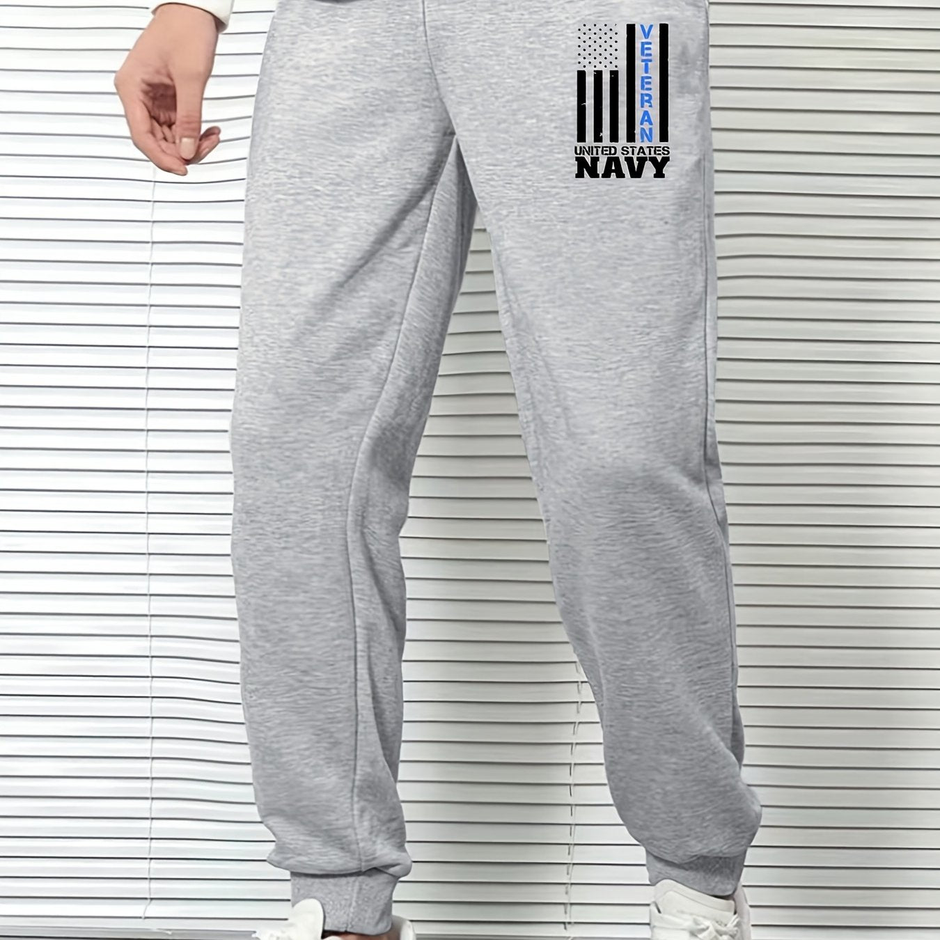Men s Navy Word Print Sports Pants Comfortable Trouser