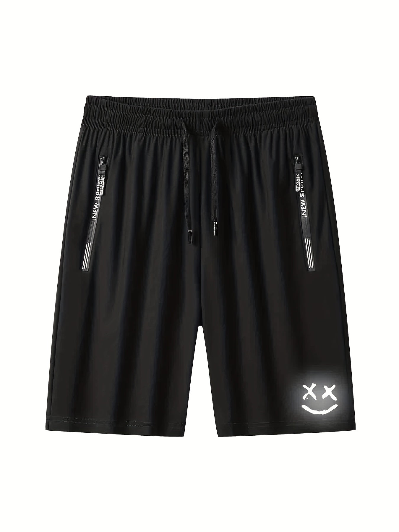 Men's Face Luminous Graffiti Shorts with Zip Pocket