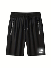 Men's Face Luminous Graffiti Shorts with Zip Pocket