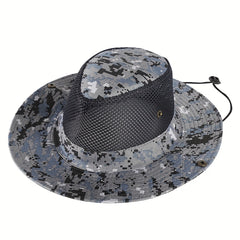 Camouflage Mesh Bucket Hat Wide Brim UV Protection Sun Hat