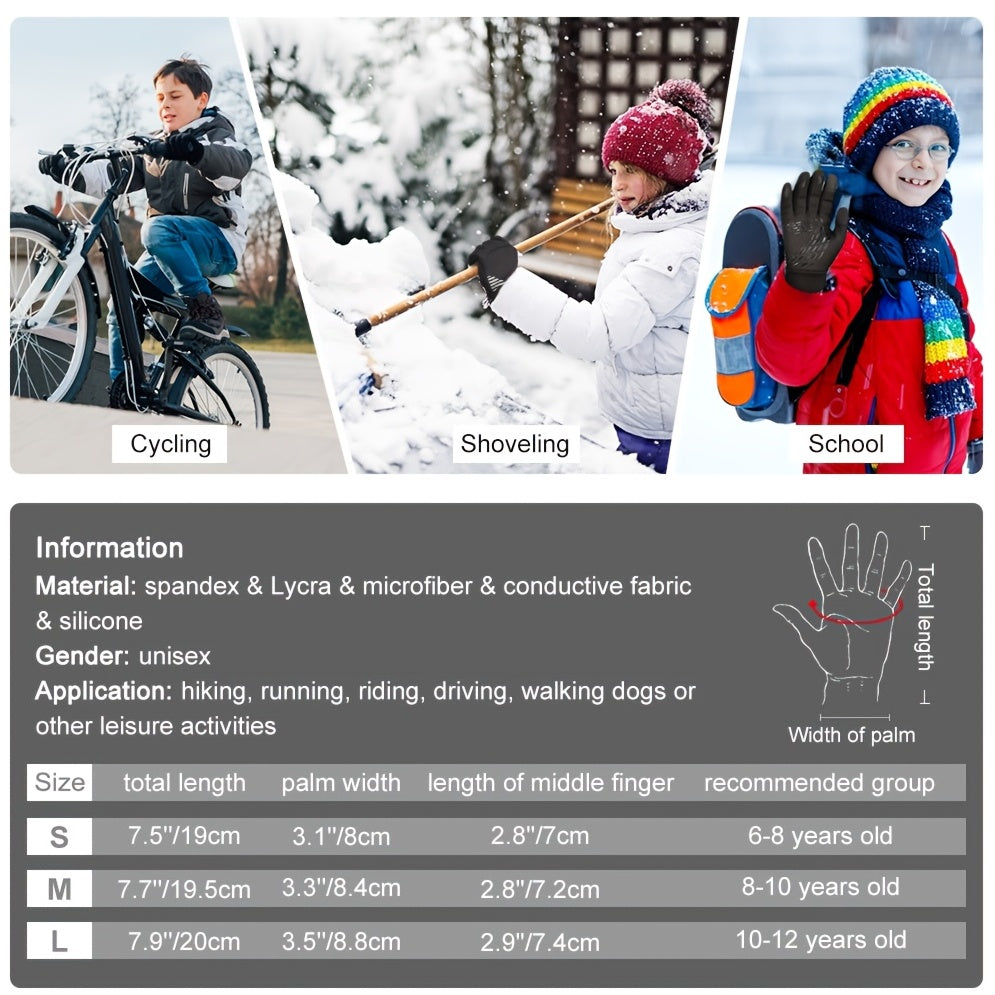 Kids Reflective Touch Screen Winter Gloves for Ages 6-12
