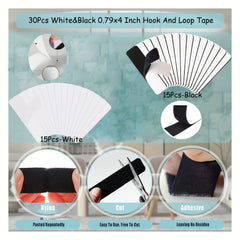 30pcs 1.98x10.16cm Hook and Loop Tape Self-Adhesive Strips