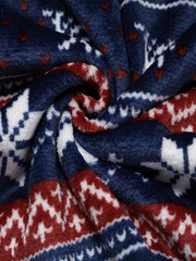 Christmas Loungewear Set Women's Plus Geo Snowflake & Elk Print Flanne