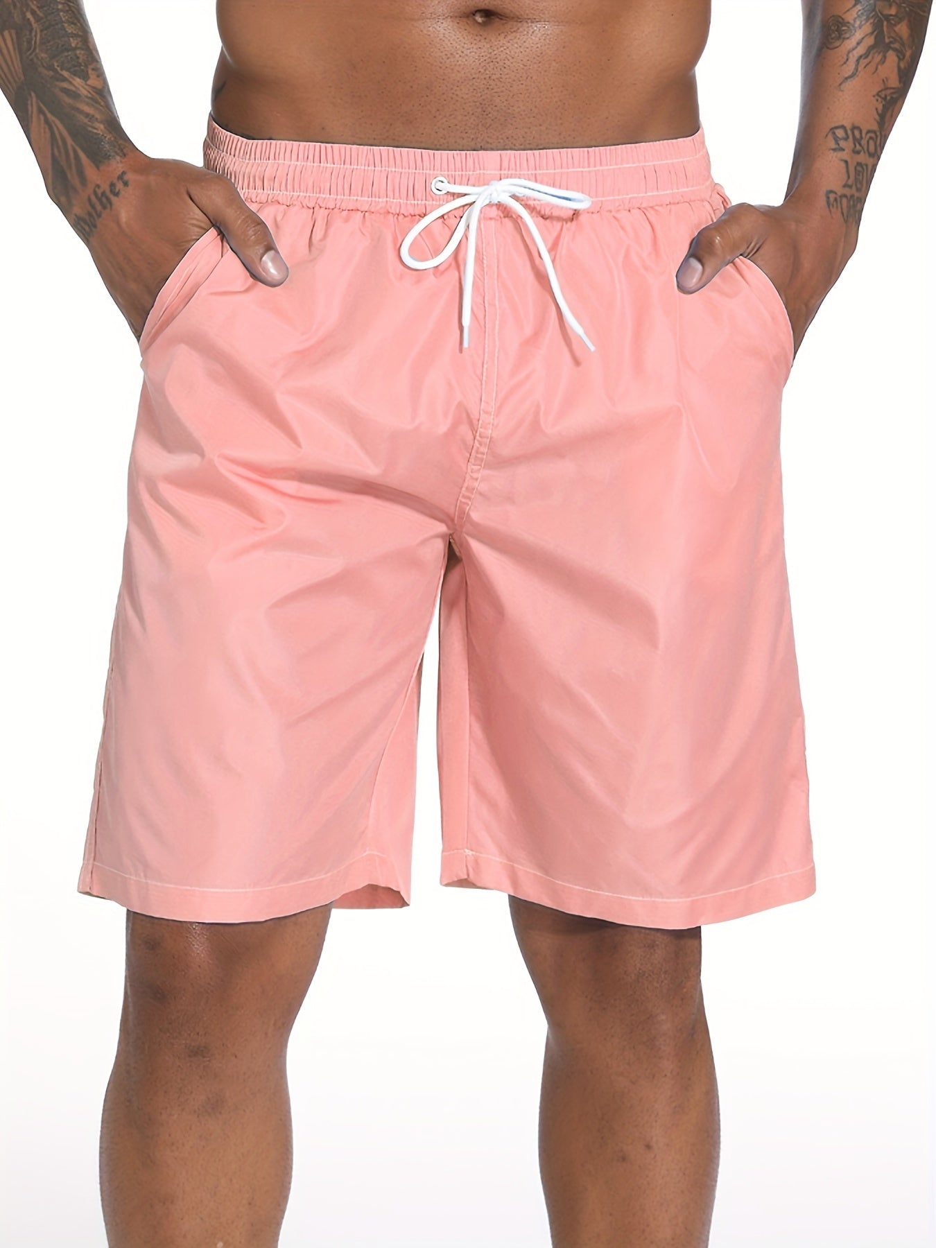 Quick Dry Drawstring Men's Swim Trunks Solid Board Shorts Men's Swimwear