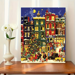 Christmas Town Street Scene Painting Set - Ideal Gift and Home Decor