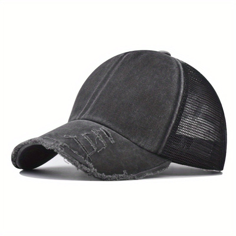 Unisex Ripped Baseball Cap Washed Street Wear Peaked Hat
