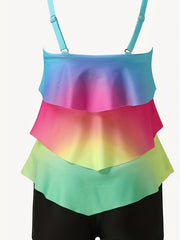 Tree Print Tankini Set Women's Top & Shorts Two Piece