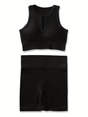 Ribbed Workout Set: Tank Top & Leggings for Women