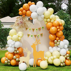 125pcs Orange Balloon Garland Kit With Yellow And Golden For Birthday