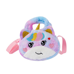Girls Princess Unicorn Plush Crossbody Bag for Cosmetic Phone Storage