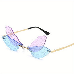 Dragonfly Wings Sunglasses Rimless Photo Booth Props UV400