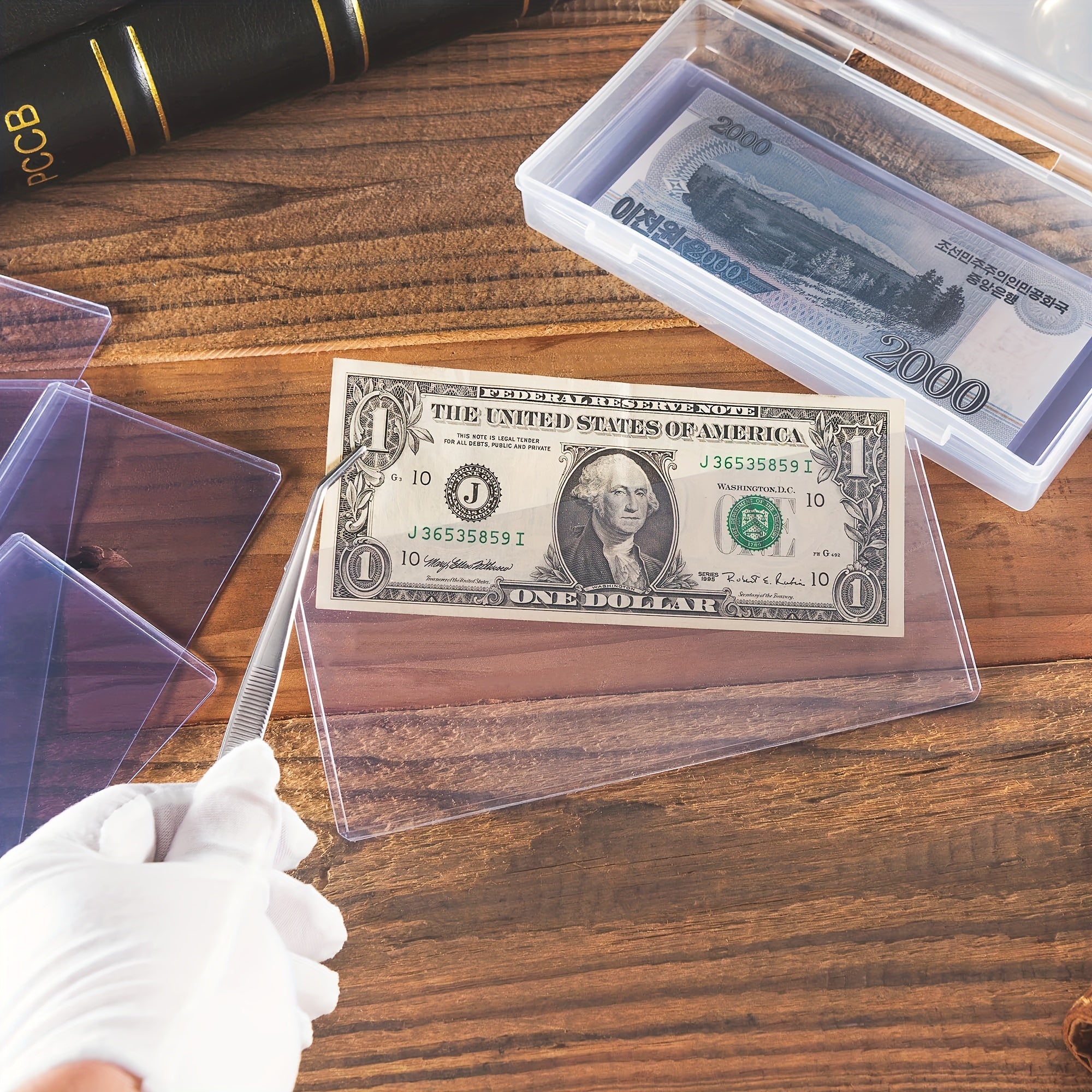 10pcs PVC Currency Stamp Display Stand for Regular Banknote Protective Sleeve