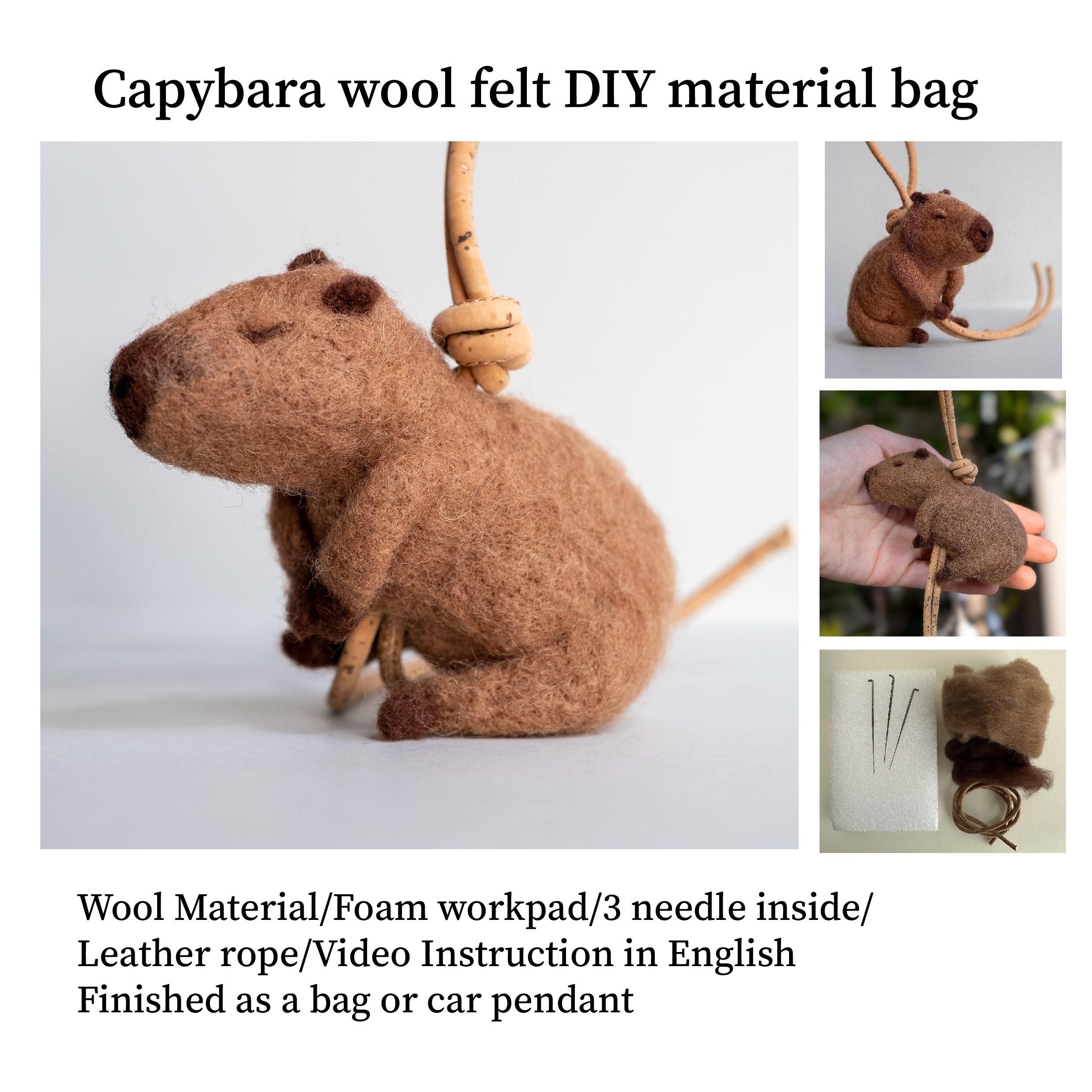 DIY Capybara Felt Pendant Kit with Leather Rope
