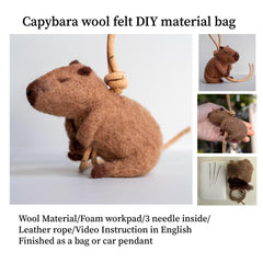 DIY Capybara Felt Pendant Kit with Leather Rope