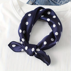 Dotted Classic Print Square Scarf Satin Neckerchief Bandana Head Wrap