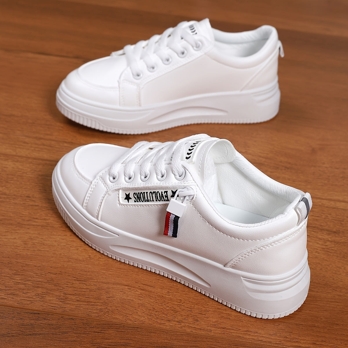 Women's Letter Pattern Lace up Skate Shoes Soft Sole Walking Shoes