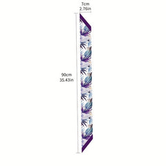Purple Leaf Print Neckerchief Classic Hair Ribbon Twilly Scarf