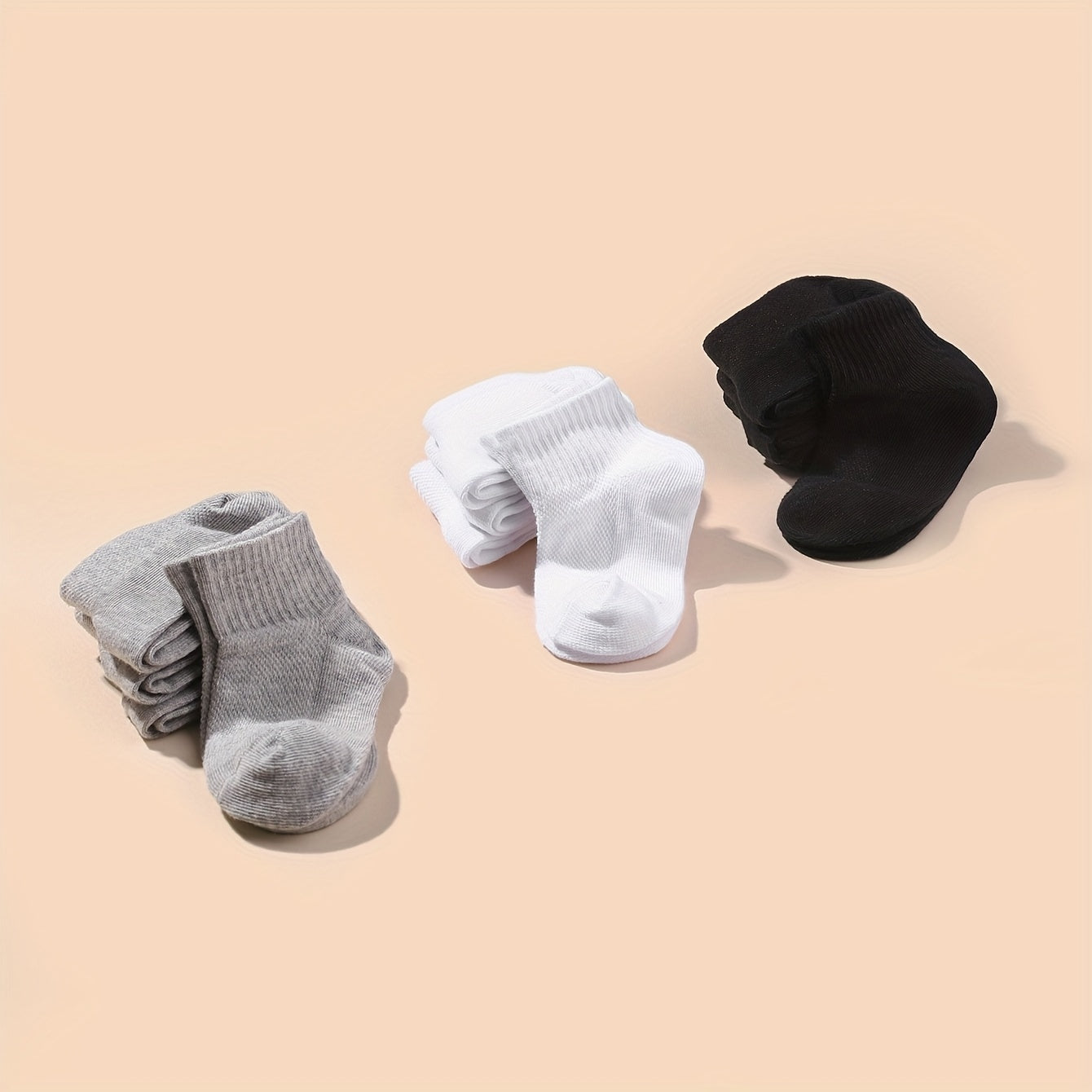 12 Pairs Solid Crew Socks for Boys Girls