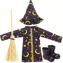 3pcs Elf Accessories Halloween Robe Mini Broom Small Shoes Christmas Toys