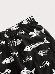 Boys Luminous Fishbone Pajamas Set Short Sleeves Tops & Bottoms