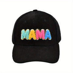 MAMA Patch Corduroy Baseball Cap Solid Casual Dad Hat Adjustable Sports Sun Hats