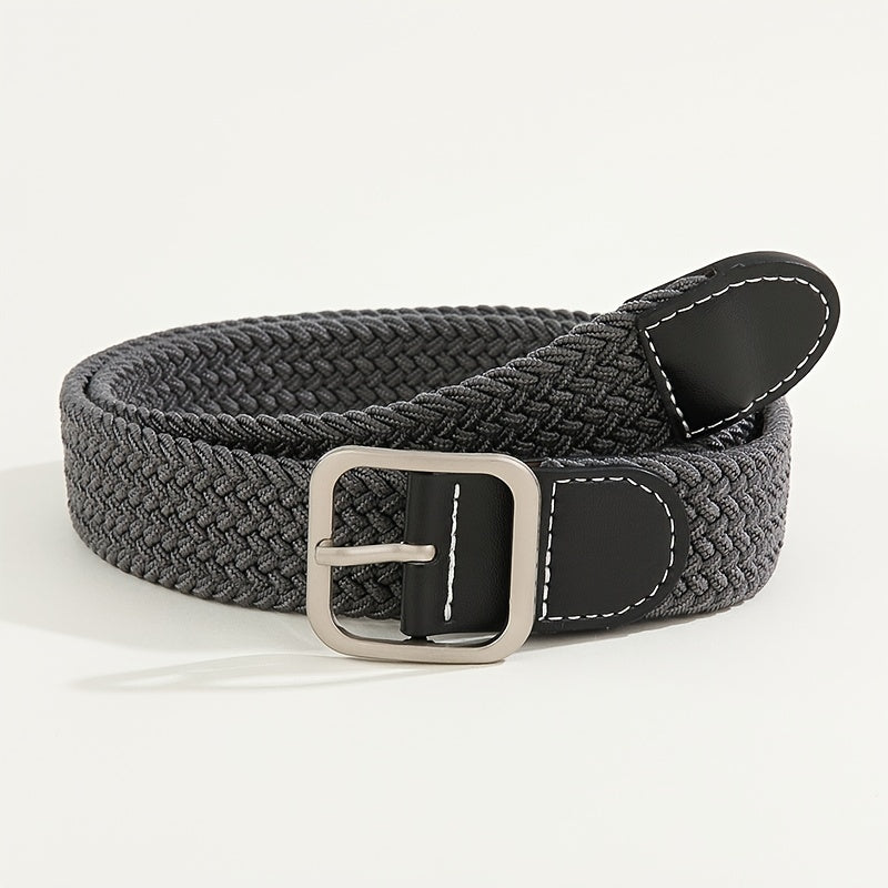 Geometric Buckle Belt Braided Stretch Boho Belt