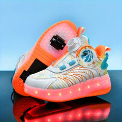 Boy's High Top Roller Skates LED Light Up Shoes
