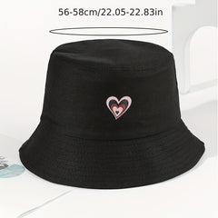 Heart Print Couple Bucket Hat Casual Unisex Solid Basin Hat