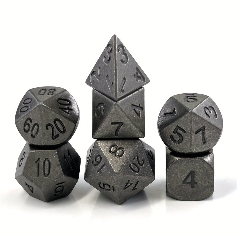 7pcs Metal Dice For Board Game, Faceted Dice For Entertainment