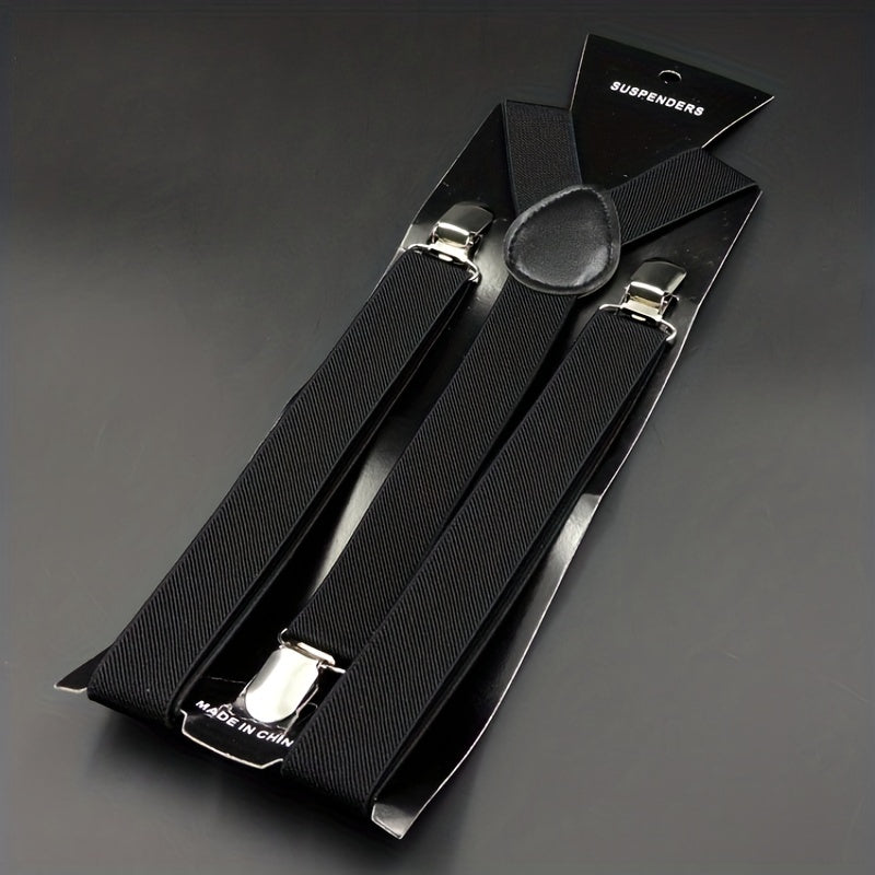 Y Back Suspenders Elastic Adjustable Pant Clips