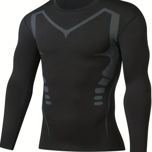 Men's Long Sleeve Compression Base Layer for Outdoor Gym Running