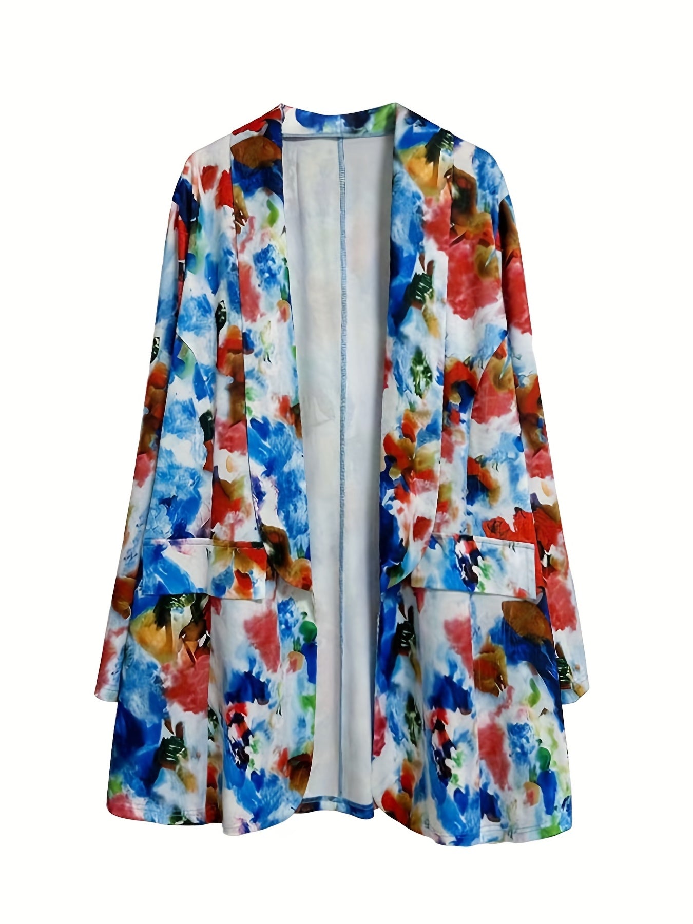 Tie Dye Long Sleeve Slim Fit Blazer With Pockets