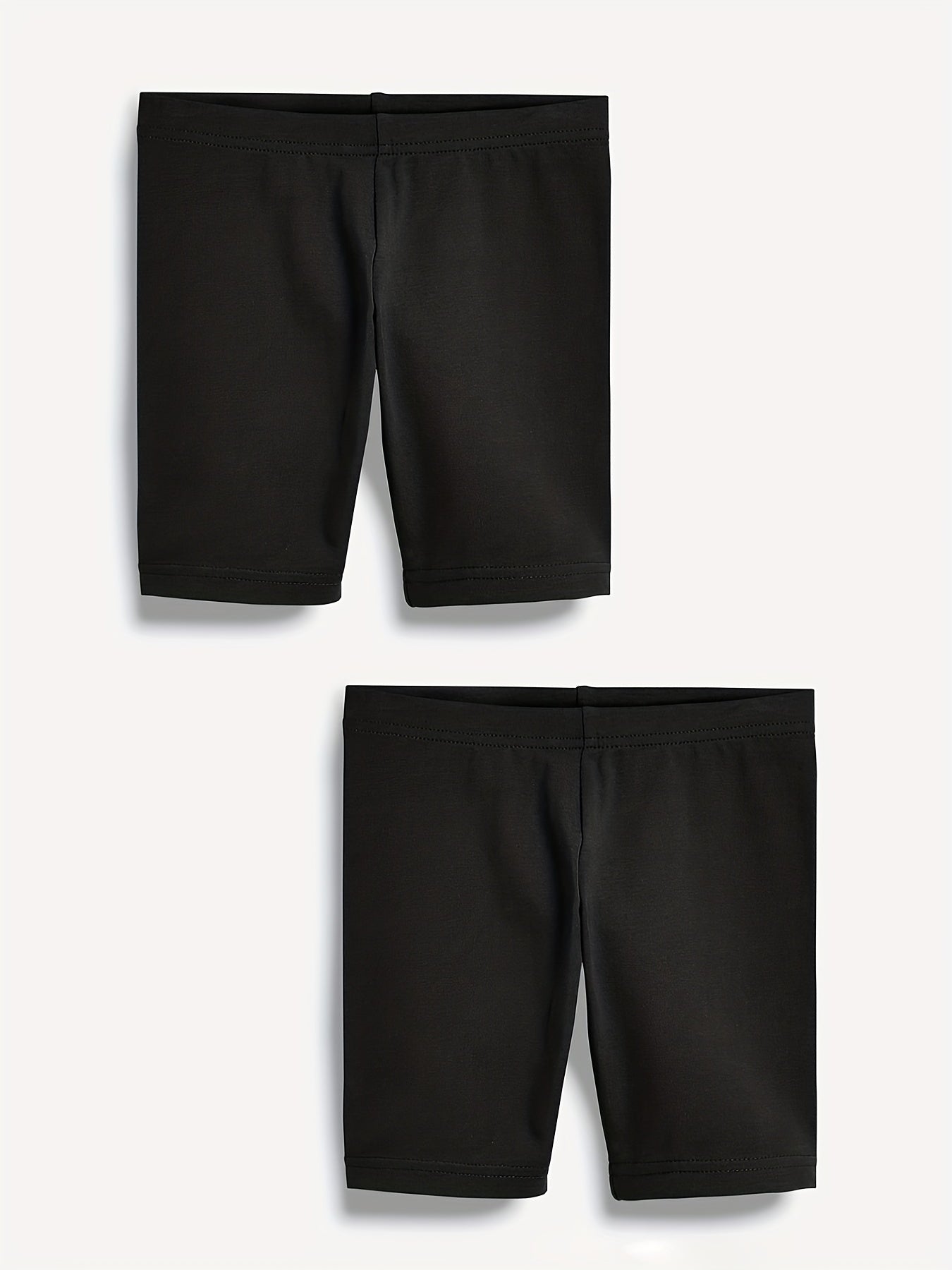 2pcs Toddler Girls Solid Elastic Waist Casual Biker Shorts