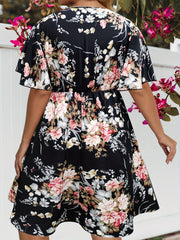 Women's Floral Print Flutter Sleeve Dress