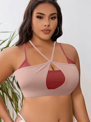 Colorblock Halter Neck Sports Bra