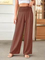 Solid Pleated Wide Leg Pants Casual Loose Pants