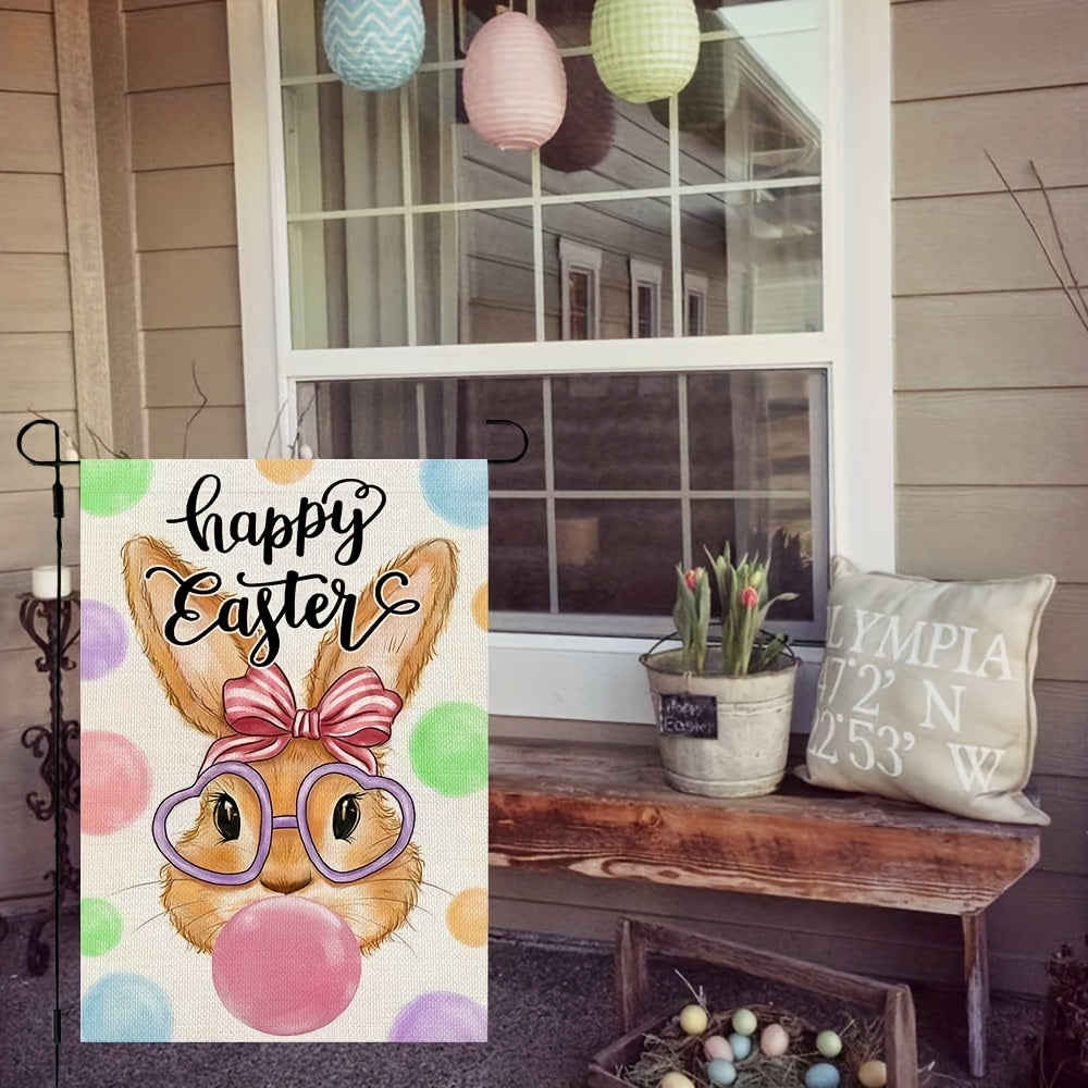Easter Bunny Garden Flag Double Sided Burlap Small Yard Decoration