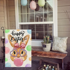 Easter Bunny Garden Flag Double Sided Burlap Small Yard Decoration