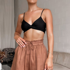 High Waist Smocked Drawstring Shorts Loose Wide Leg Vacation Shorts