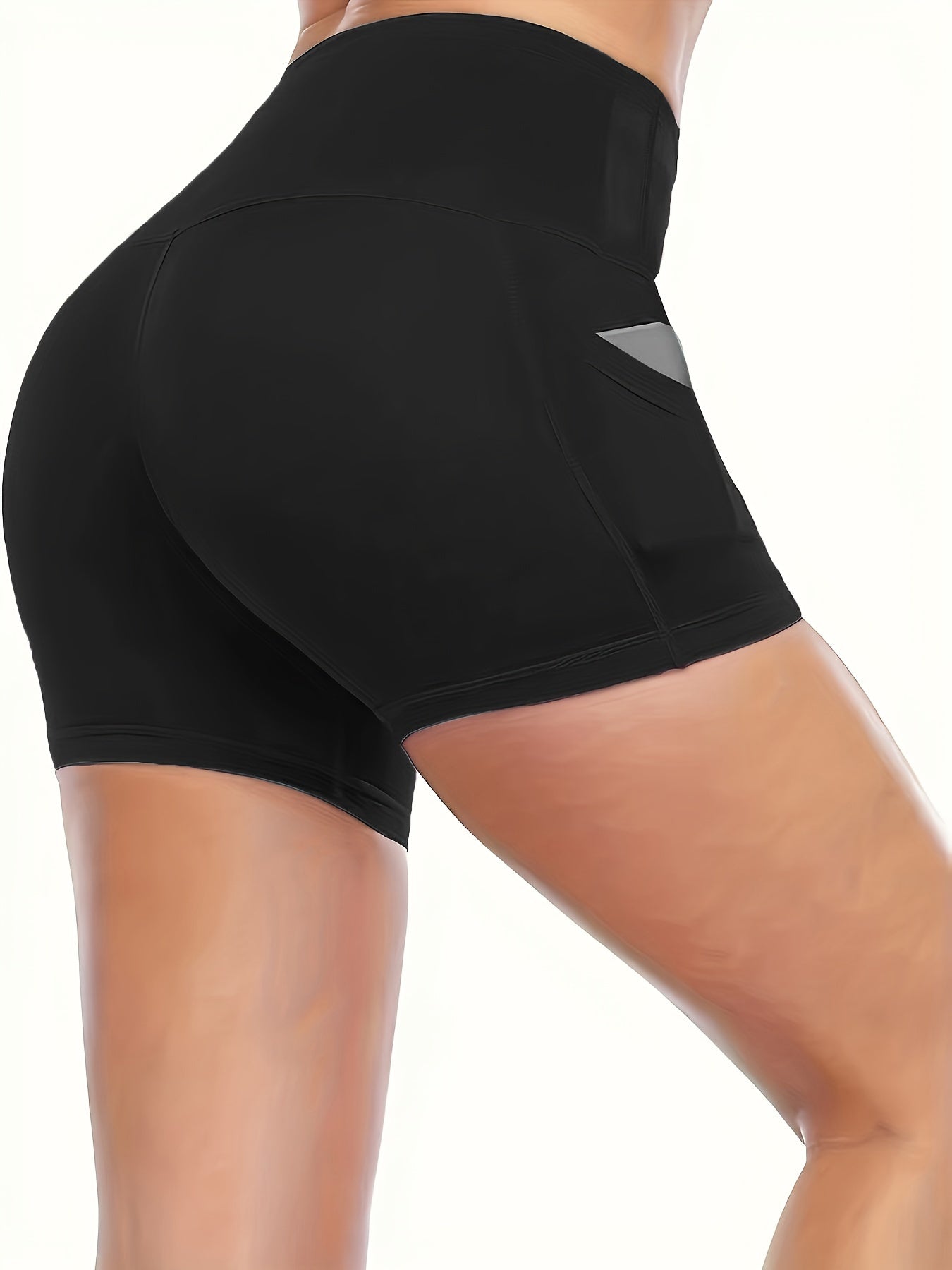 3 Pack Plus Size Sports Shorts Set Women's Plus Solid Wide Waistband