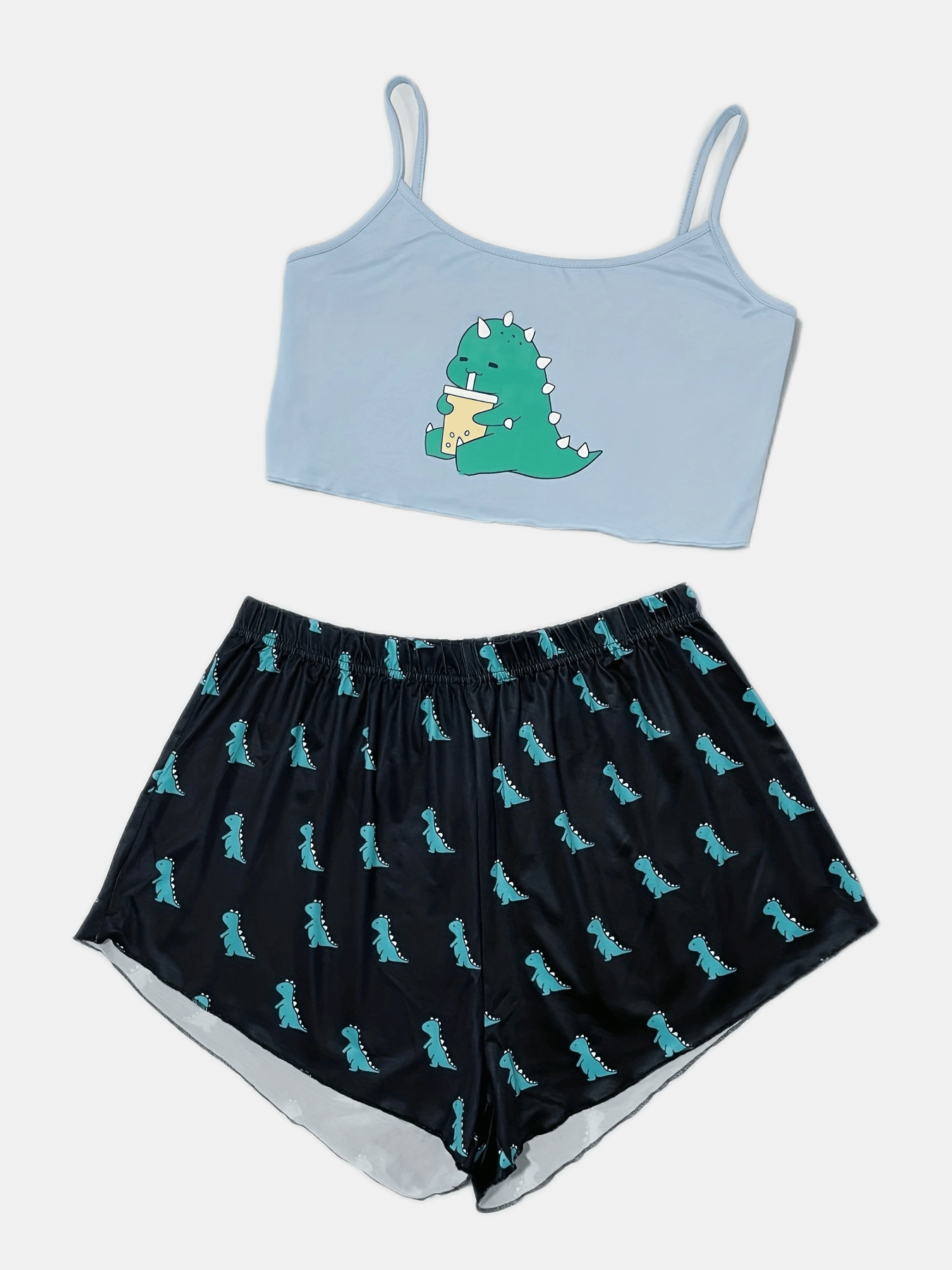 Women's Plus Dino Print Cami Top & Shorts Pajama Set