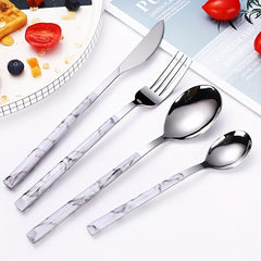 24pcs Stainless Steel Cutlery Set with Wooden Handle