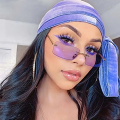 Rimless UV Protection Square Sunglasses for Women